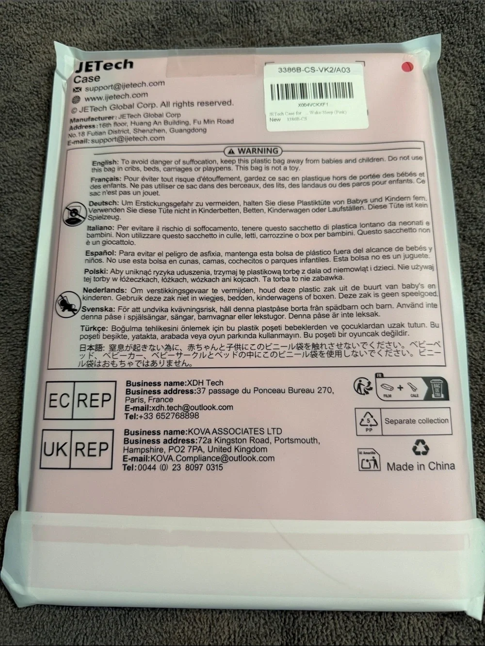 JETech Pink Protective Tablet Case - Tri-Fold Cover